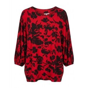 NEW Bryn Walker Women's MEDIUM Red Wilder Flori USA Dolman Batwing Sleeves